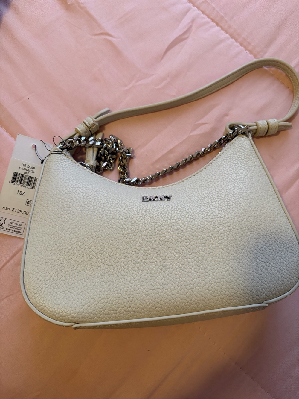 DKNY Cream Leather Shoulder Bag